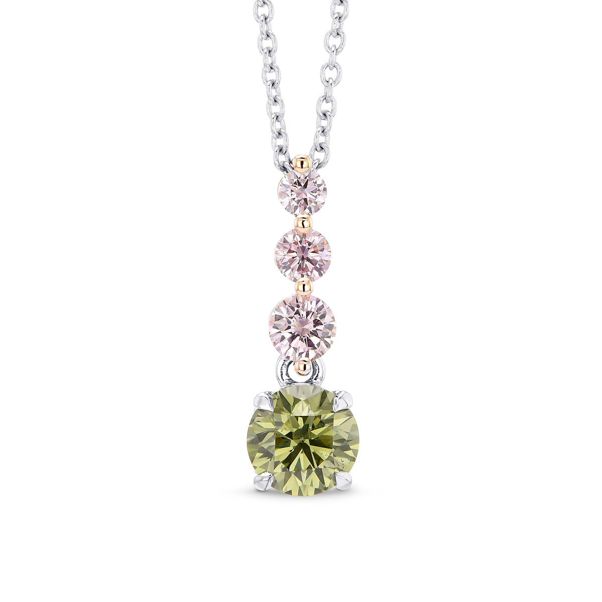Round Chameleon & Fancy Pink Diamond Drop Pendant
