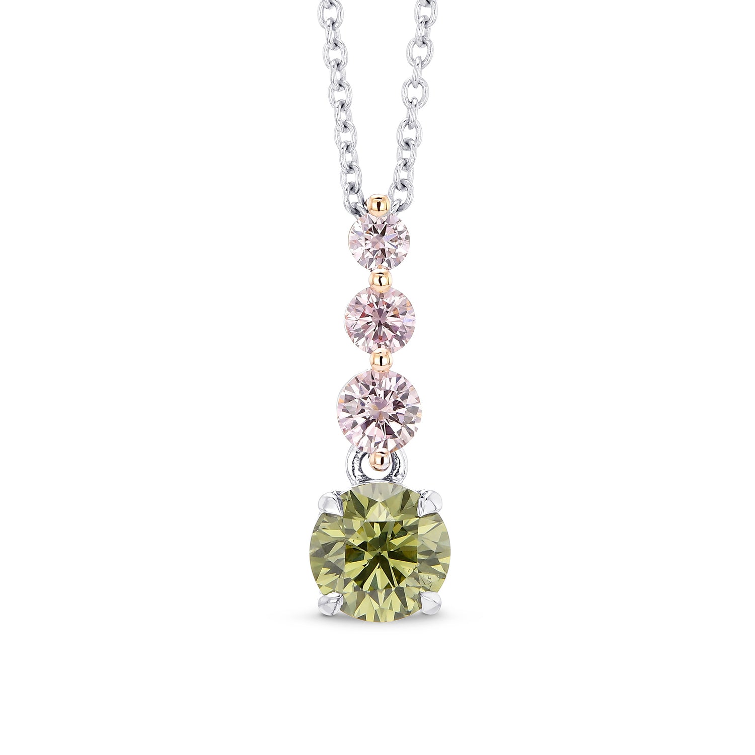 Round Chameleon & Fancy Pink Diamond Drop Pendant