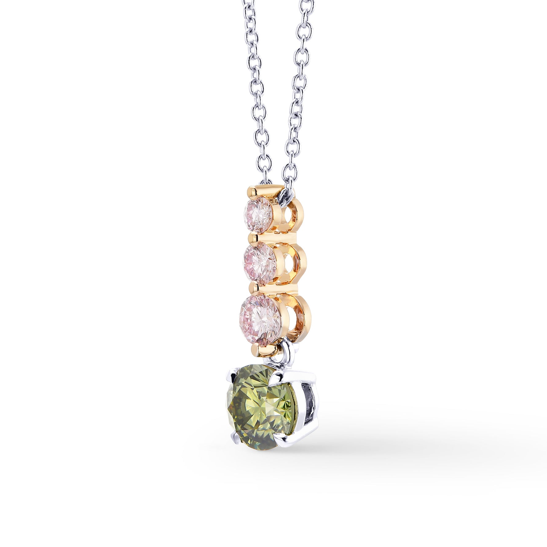 Round Chameleon & Fancy Pink Diamond Drop Pendant