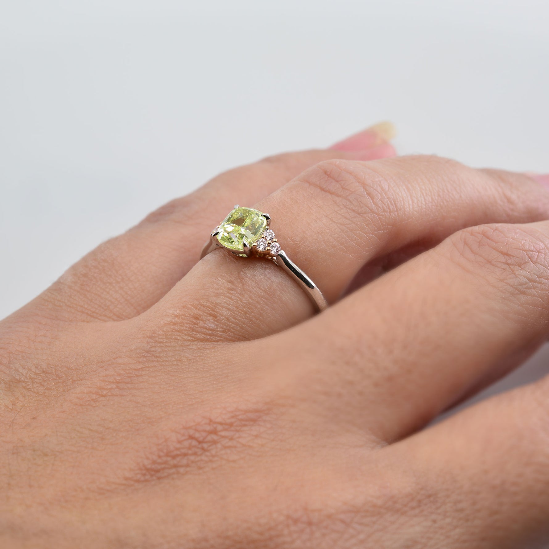 Pink Diamond Side Stone Ring Setting - 4