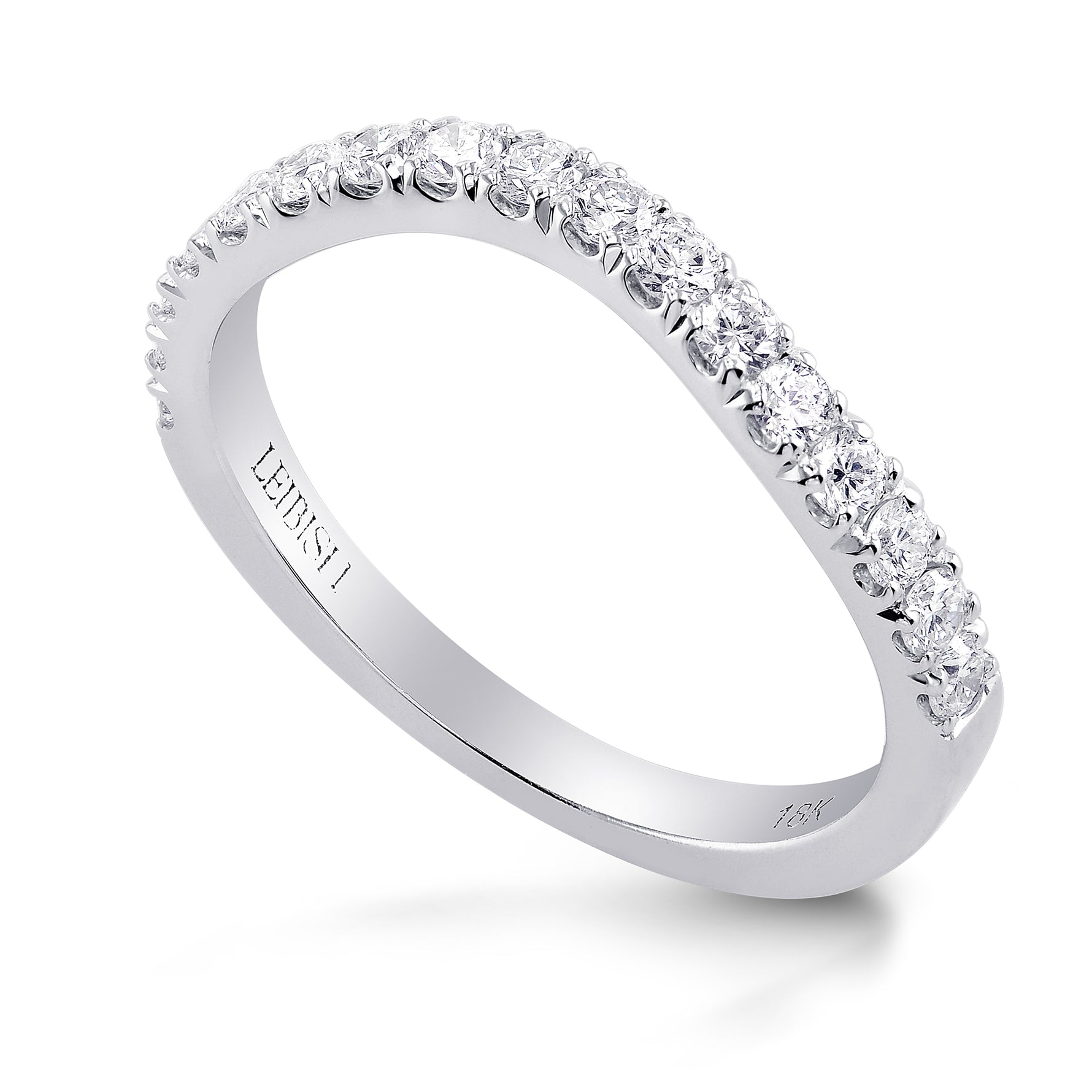 Contoured Open Pave Diamond Wedding Band - 2