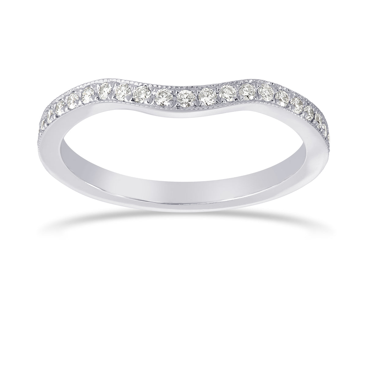 Contoured Milgrain Diamond Wedding Band