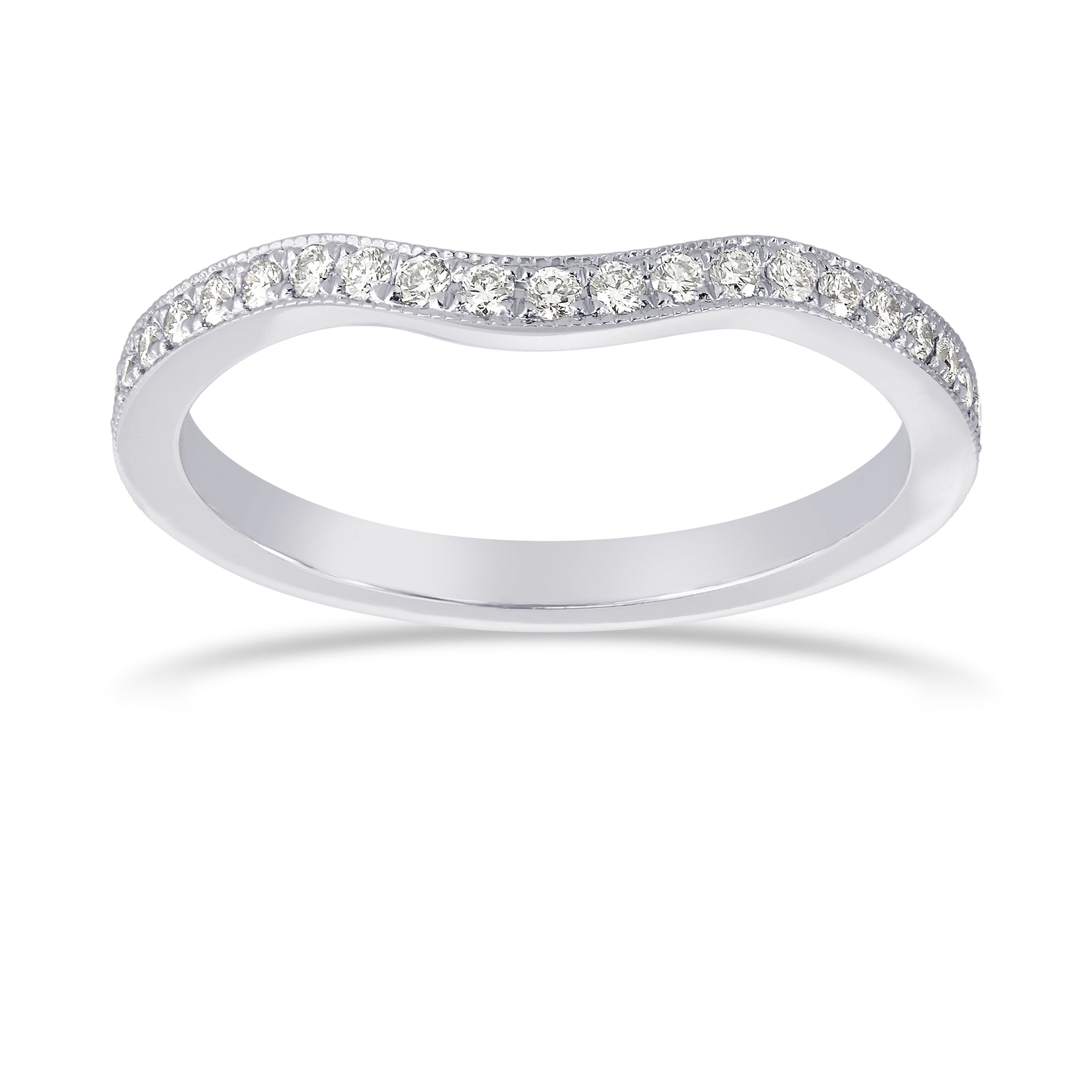 Contoured Milgrain Diamond Wedding Band