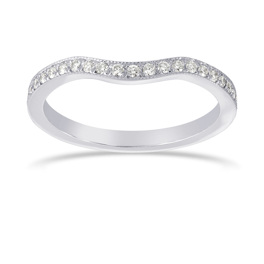 Contoured Milgrain Diamond Wedding Band