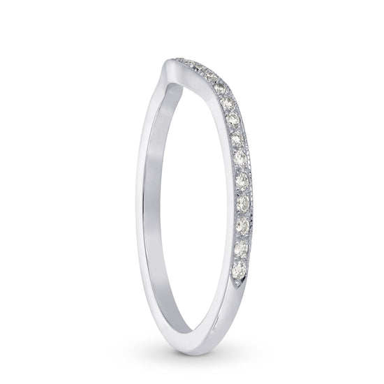 Contoured Milgrain Diamond Wedding Band - 2