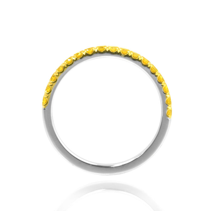 Canary Fancy Vivid Yellow Diamond Half Eternity Wedding Band - 2
