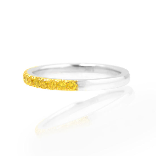 Canary Fancy Vivid Yellow Diamond Half Eternity Wedding Band - 3
