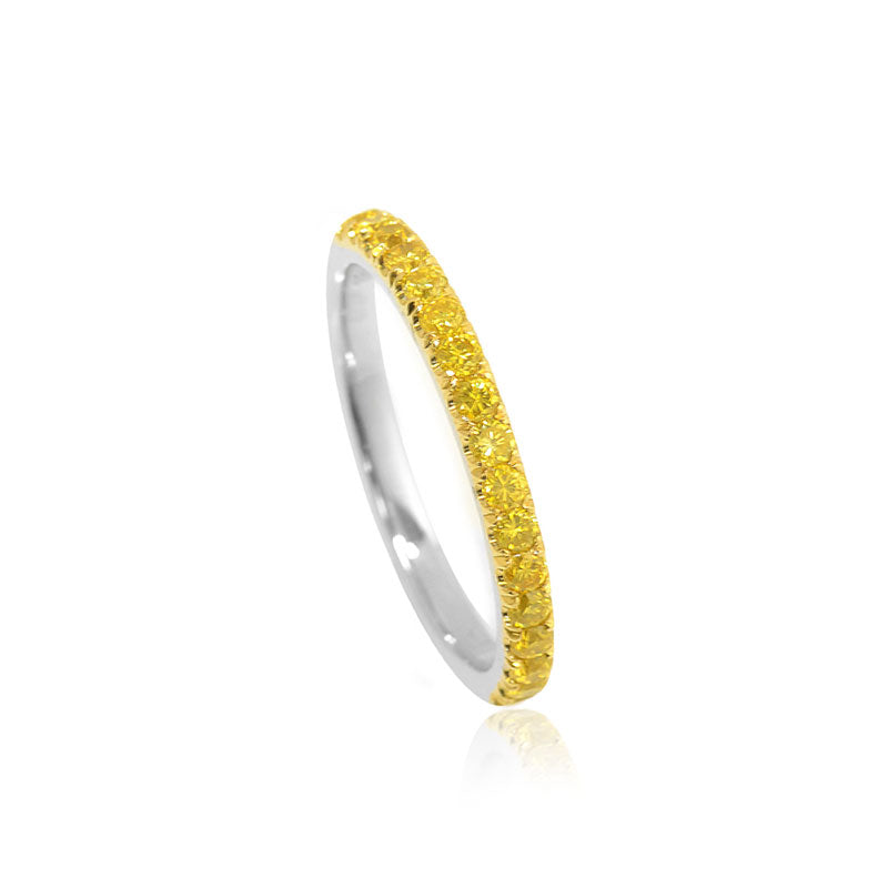 Canary Fancy Vivid Yellow Diamond Half Eternity Wedding Band - 4