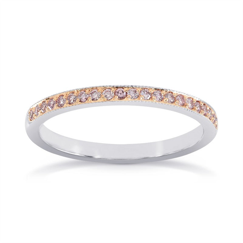 White & Rose Gold Fancy Light Pink Diamond Milgrain Band Ring