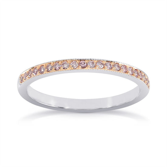 White & Rose Gold Fancy Light Pink Diamond Milgrain Band Ring