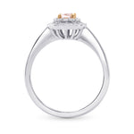 Fancy Light Orangy Pink Cushion Diamond Ring 
