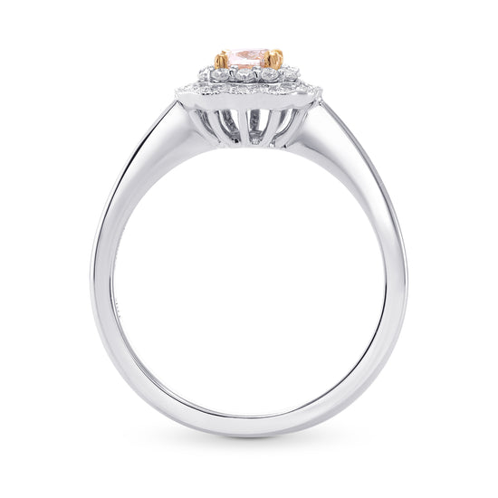 Fancy Light Orangy Pink Cushion Diamond Ring 