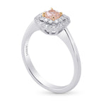 Fancy Light Orangy Pink Cushion Diamond Ring 