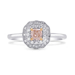 Fancy Light Orangy Pink Cushion Diamond Ring 