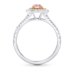 Round Light Pink Diamond Double Halo Ring