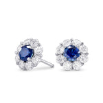 Sapphire & Diamond Floral Halo Earrings