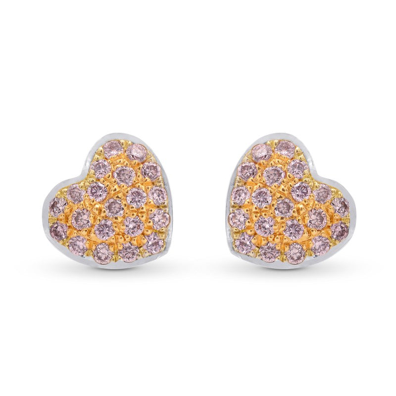 Fancy Pink Diamond Pave Heart Earrings