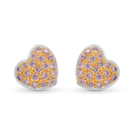 Fancy Pink Diamond Pave Heart Earrings