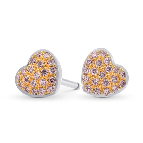 Fancy Pink Diamond Pave Heart Earrings