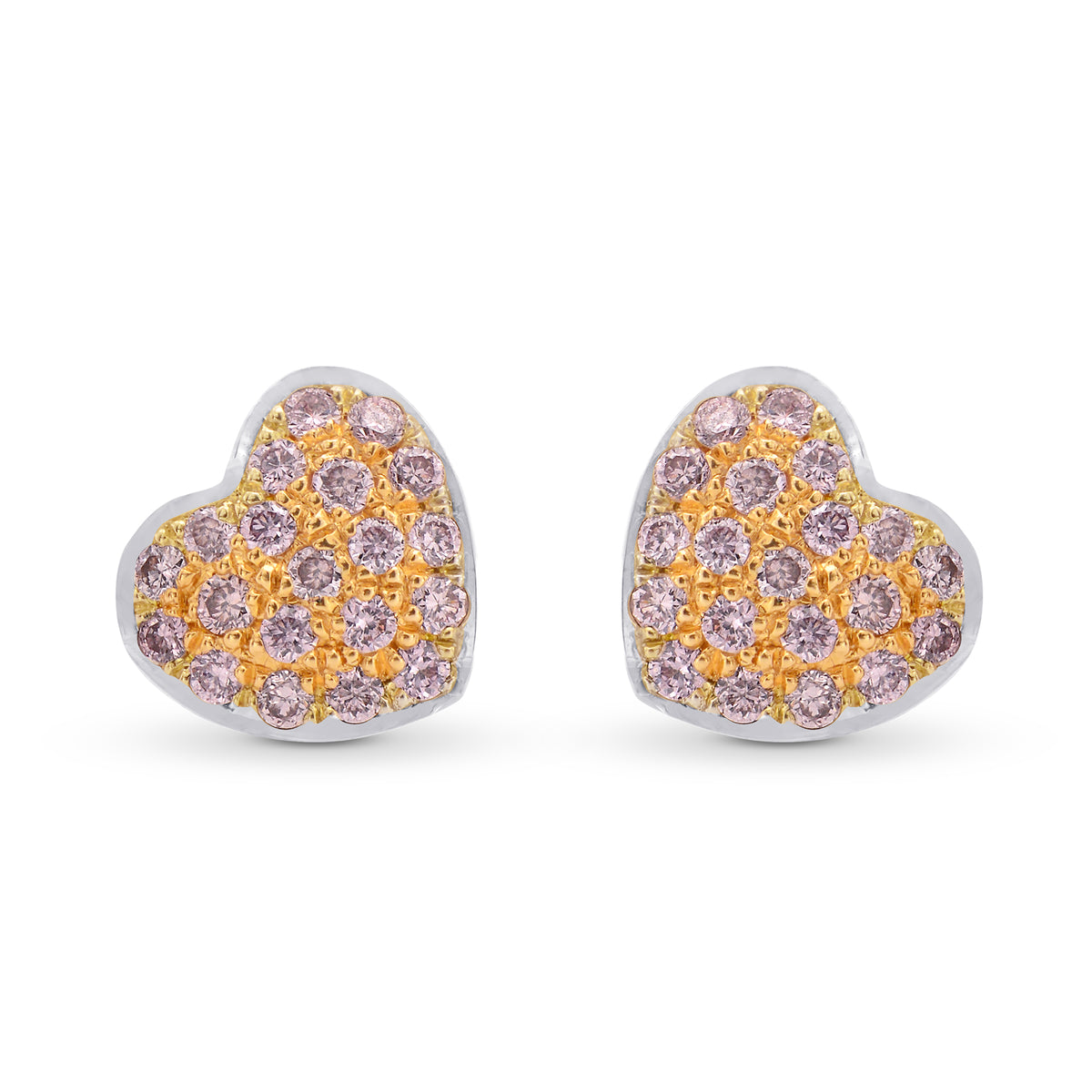 Fancy Pink Diamond Pave Heart Earrings