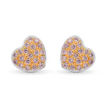 Fancy Pink Diamond Pave Heart Earrings