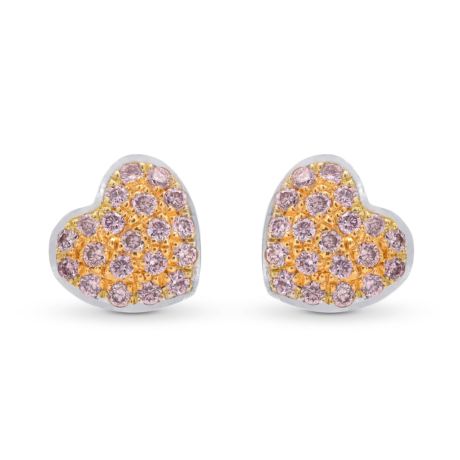 Fancy Pink Diamond Pave Heart Earrings