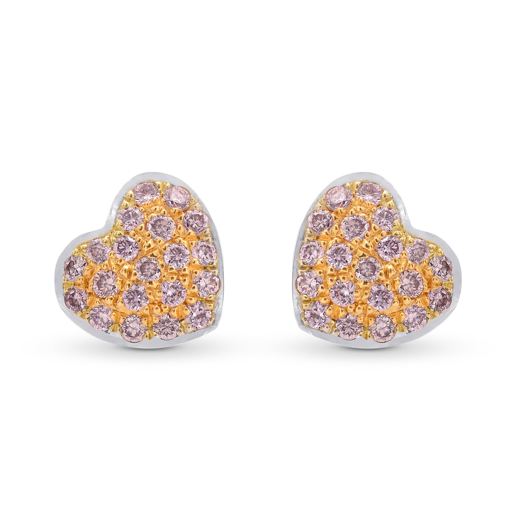 Fancy Pink Diamond Pave Heart Earrings