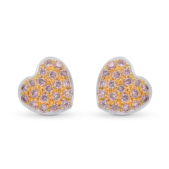 Fancy Pink Diamond Pave Heart Earrings