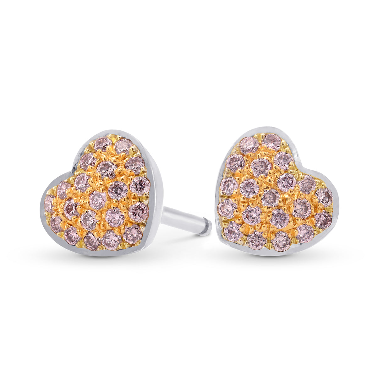 Fancy Pink Diamond Pave Heart Earrings