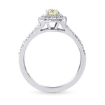 Light Yellow Green Radiant Diamond Halo Ring