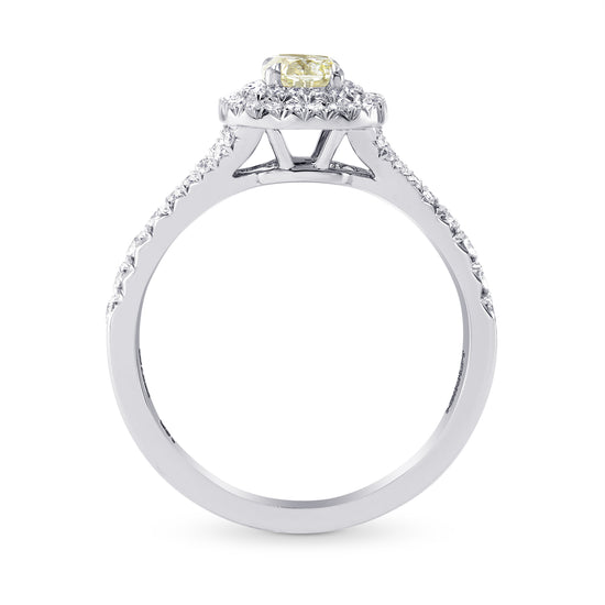 Light Yellow Green Radiant Diamond Halo Ring