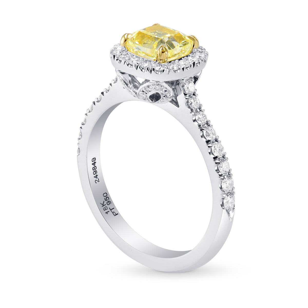 Fancy Yellow Cushion Diamond Halo Ring