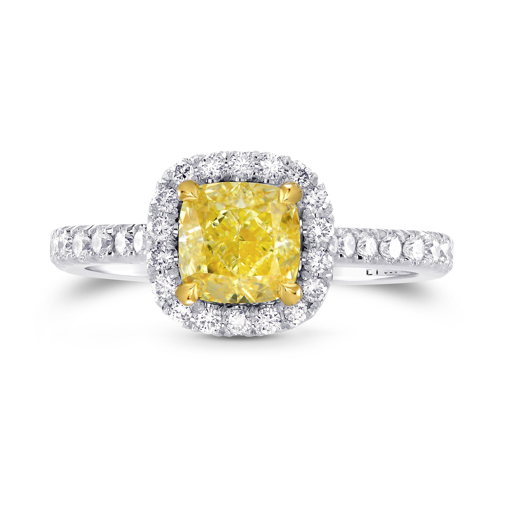 Fancy Yellow Cushion Diamond Halo Ring