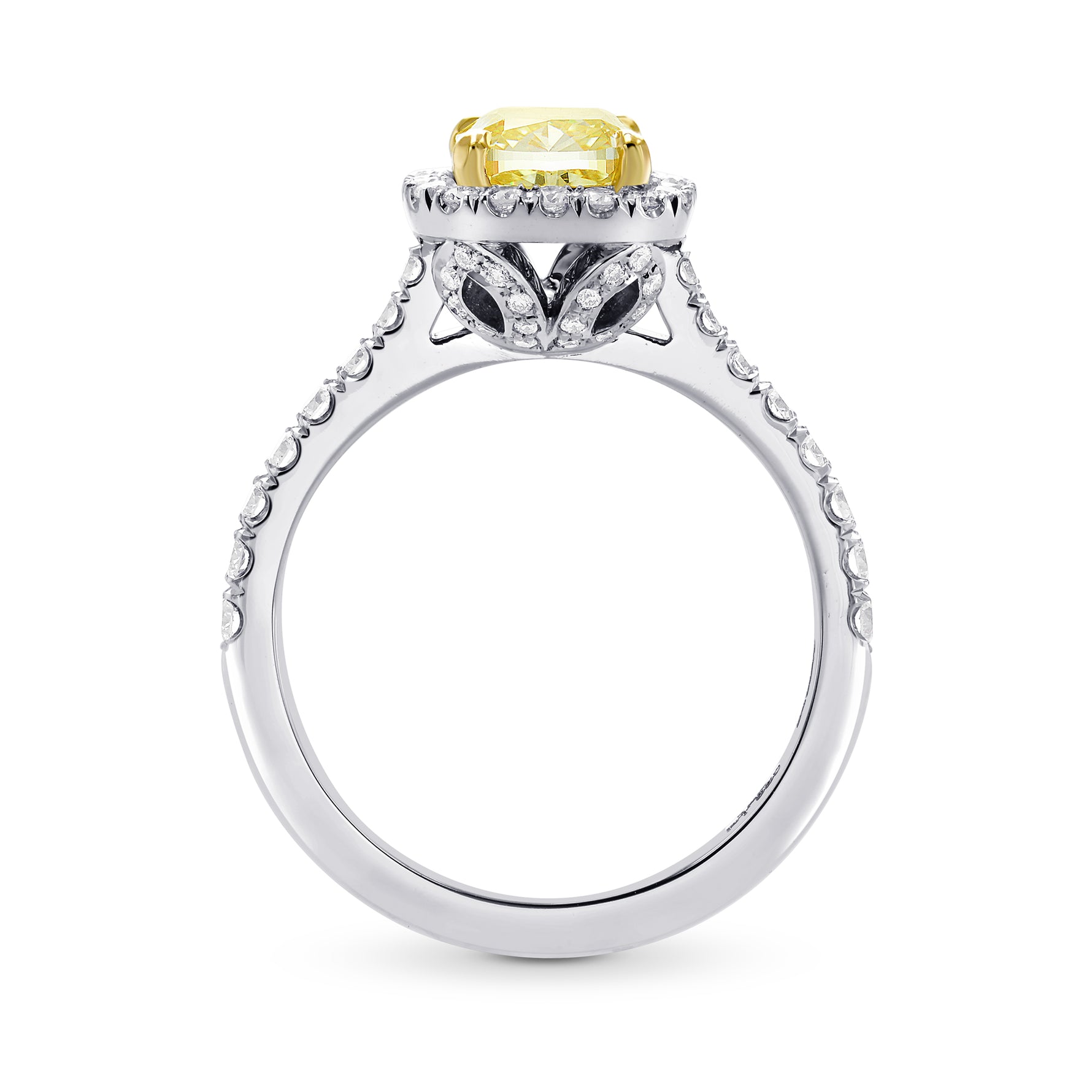 Fancy Yellow Cushion Diamond Halo Ring