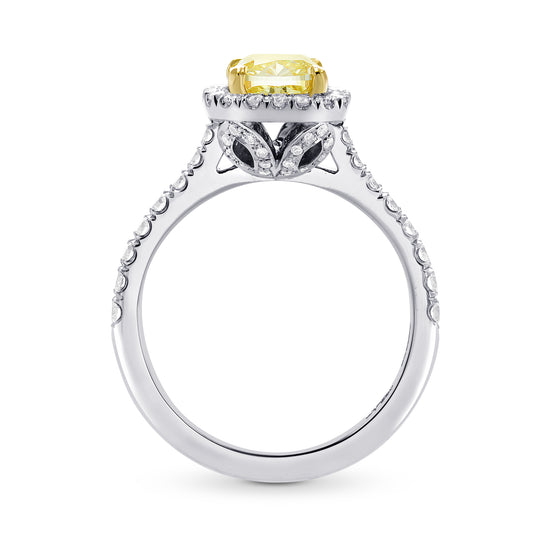 Fancy Yellow Cushion Diamond Halo Ring
