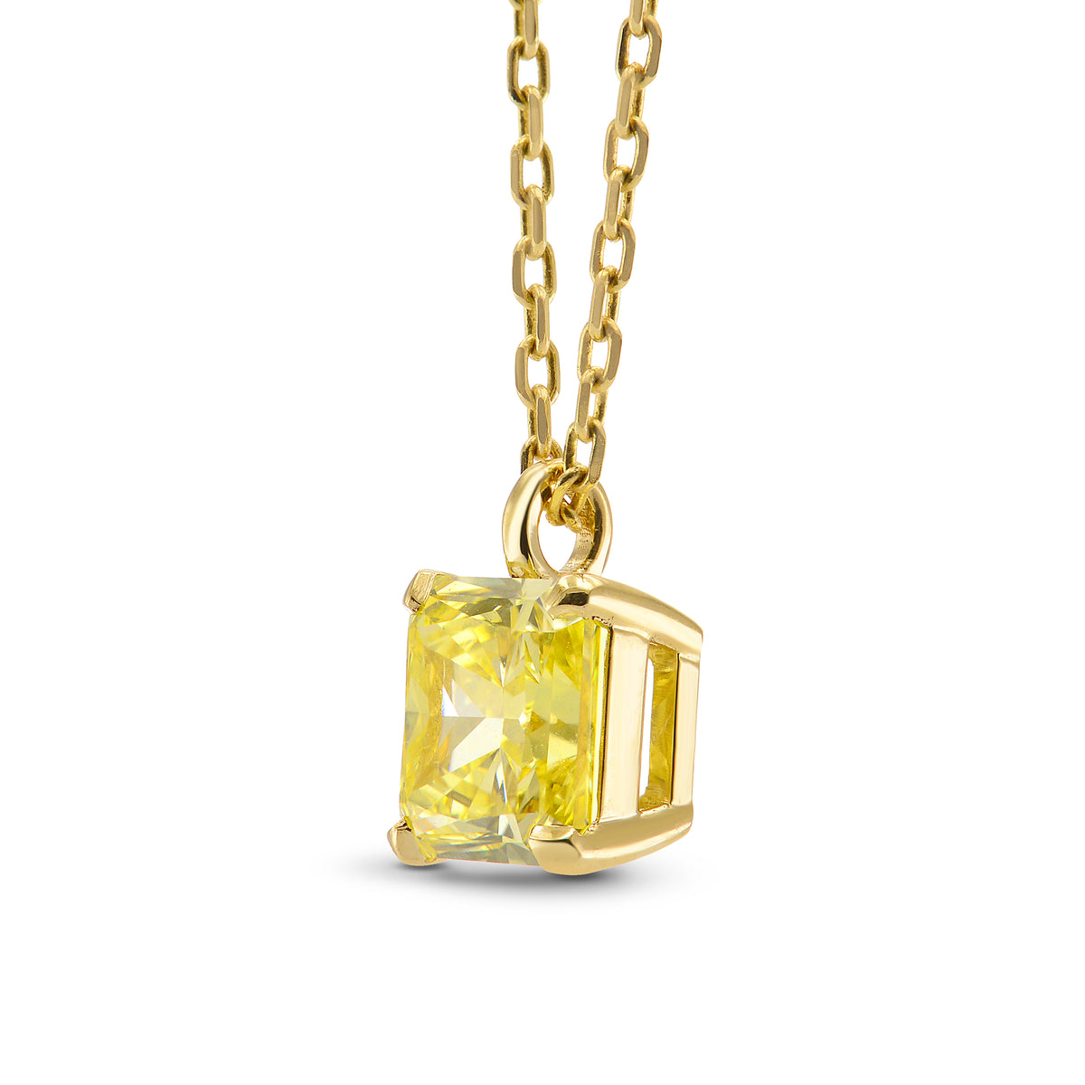 Fancy Vivid Yellow  Radiant Solitaire Pendant