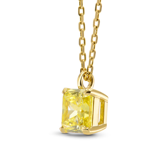 Fancy Vivid Yellow  Radiant Solitaire Pendant