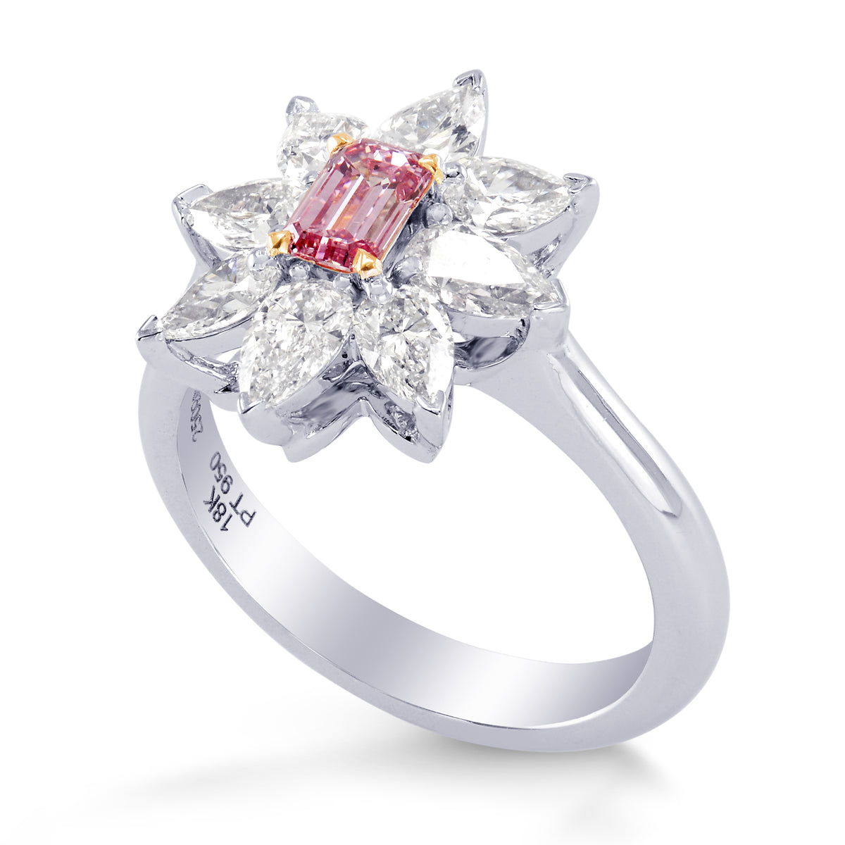 Argyle Fancy Intense Purplish Pink Emerald & Pear Diamond Ring