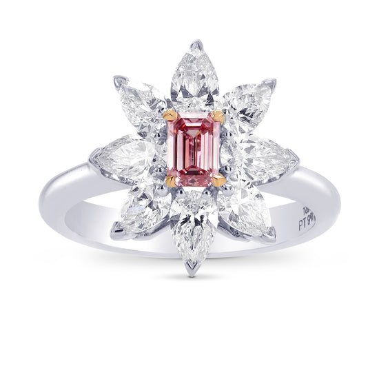 Argyle Fancy Intense Purplish Pink Emerald & Pear Diamond Ring