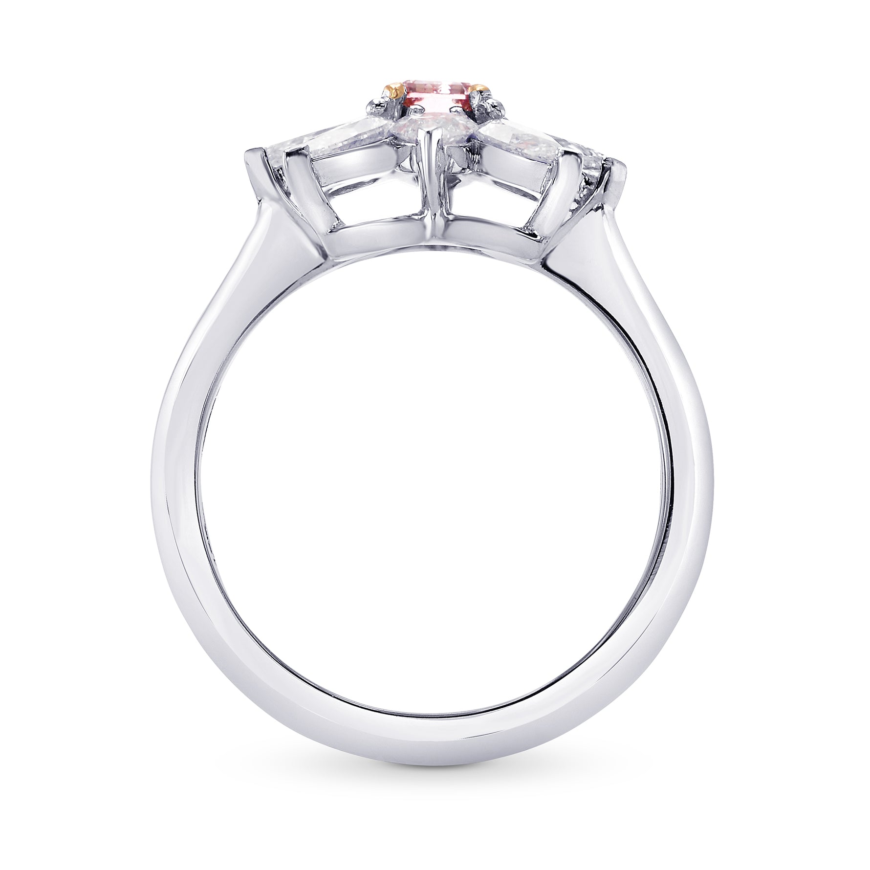 Argyle Fancy Intense Purplish Pink Emerald & Pear Diamond Ring