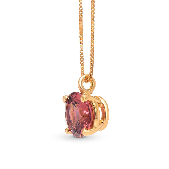 Round Pink Tourmaline Solitaire Pendant