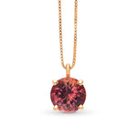 Round Pink Tourmaline Solitaire Pendant