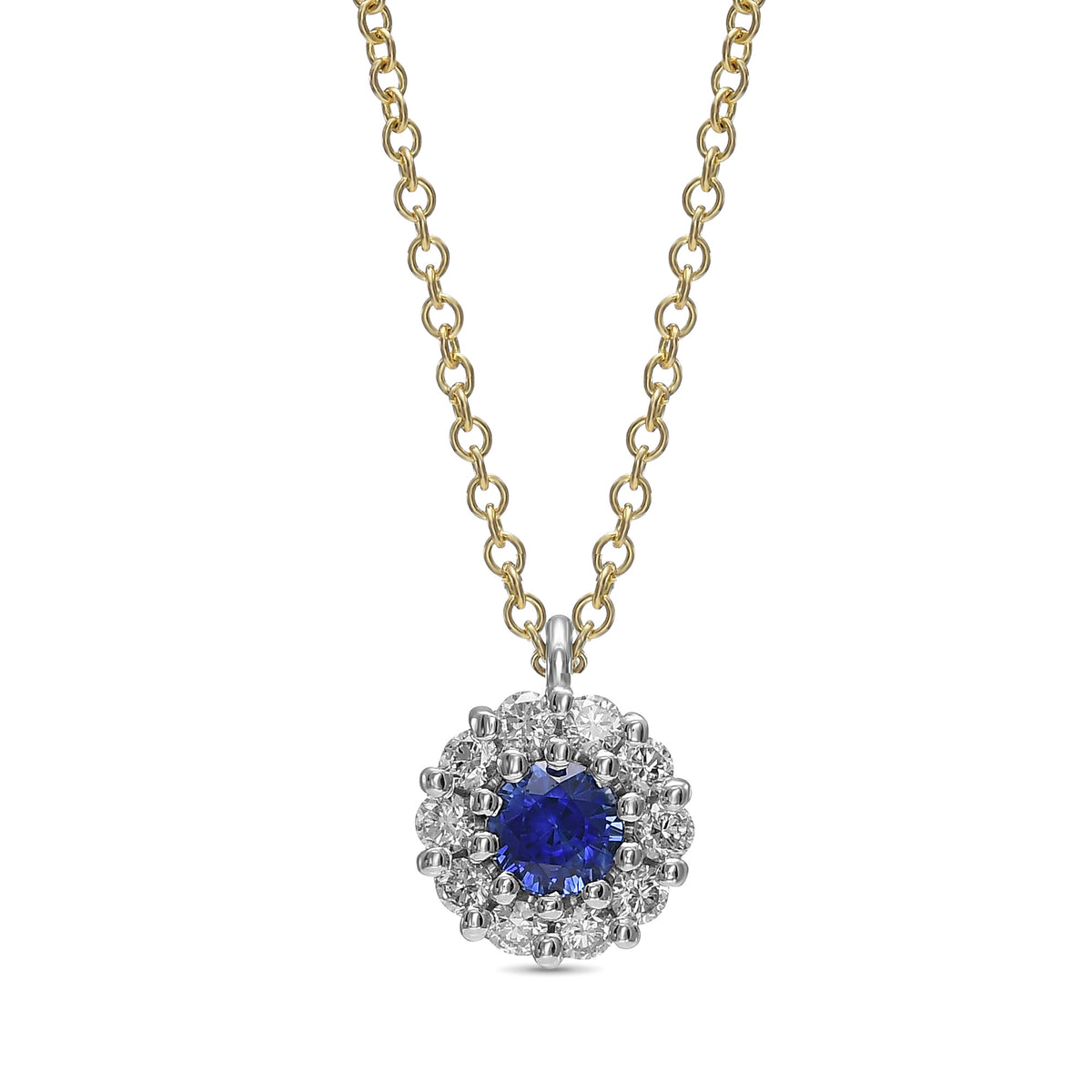 Sapphire & Diamond Halo Pendant