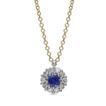 Sapphire & Diamond Halo Pendant