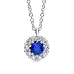 Sapphire & Diamond Halo Pendant