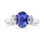 Oval (Unheated) Sapphire & Diamond 3 Stone Ring