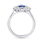 Oval (Unheated) Sapphire & Diamond 3 Stone Ring