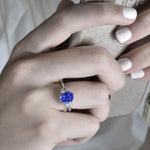 Oval (Unheated) Sapphire & Diamond 3 Stone Ring