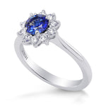 Round Sapphire & Diamond Halo Dress Ring