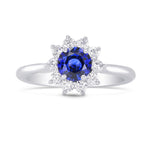 Round Sapphire & Diamond Halo Dress Ring